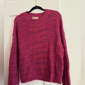 Pink Space Dye Crewneck Knit Sweater